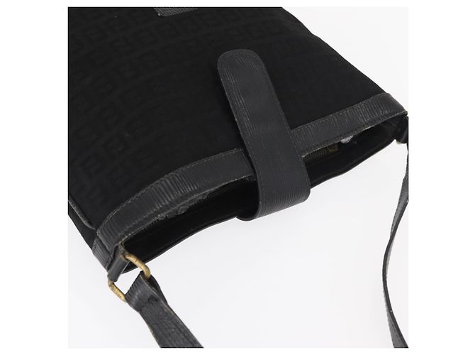Borsa a Spalla in Tela Zucchino FENDI Nero Oro Auth 151737 - vista 6