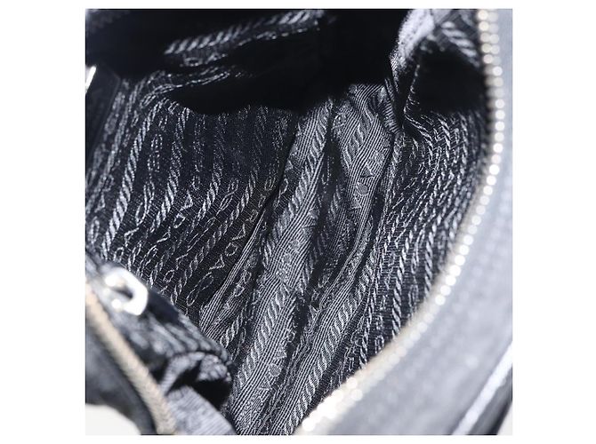 PRADA Schultertasche Nylon Schwarz Silber Authentisch ka593 - Ansicht 10