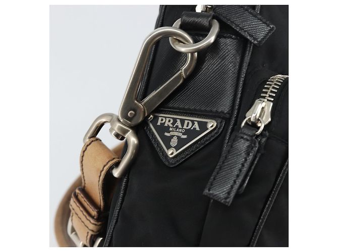PRADA Schultertasche Nylon Schwarz Silber Authentisch ka593 - Ansicht 18