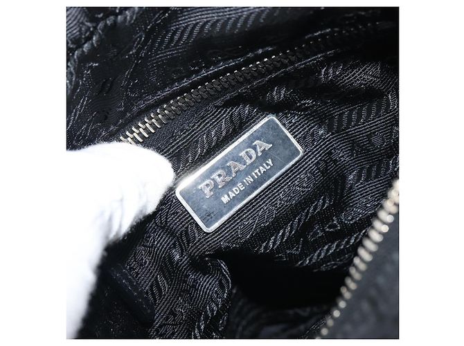 PRADA Schultertasche Nylon Schwarz Silber Authentisch ka593 - Ansicht 19