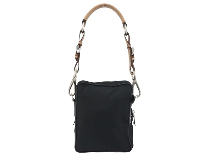 PRADA Schultertasche Nylon Schwarz Silber Authentisch ka593 - Ansicht 2