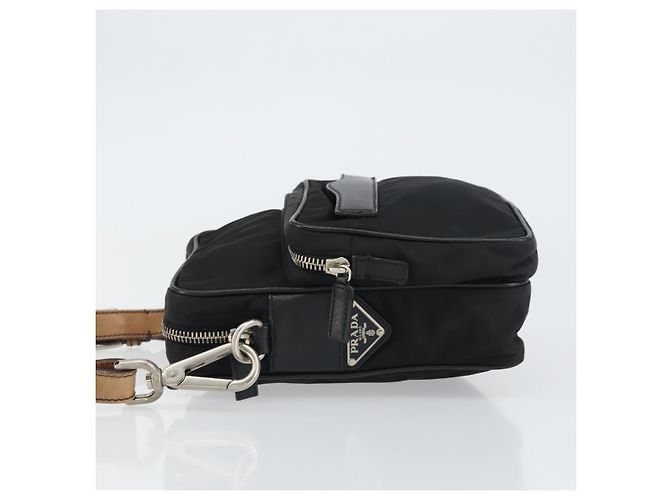 PRADA Schultertasche Nylon Schwarz Silber Authentisch ka593 - Ansicht 4