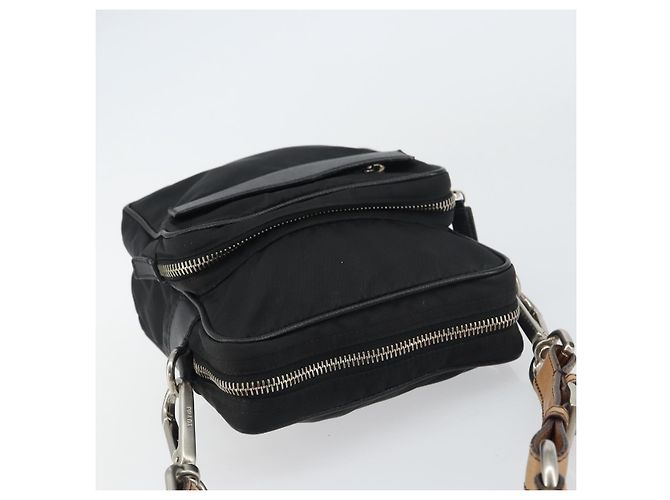 PRADA Schultertasche Nylon Schwarz Silber Authentisch ka593 - Ansicht 6
