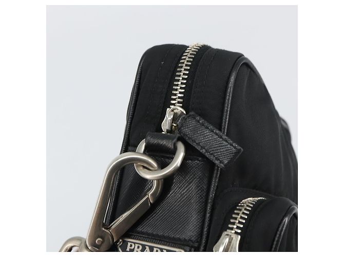 PRADA Schultertasche Nylon Schwarz Silber Authentisch ka593 - Ansicht 9