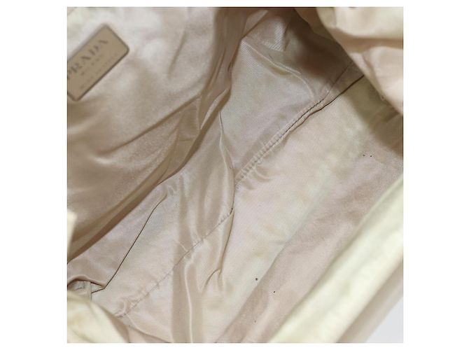 PRADA Borsa a mano in nylon beige argento Auth 151486 - vista 10