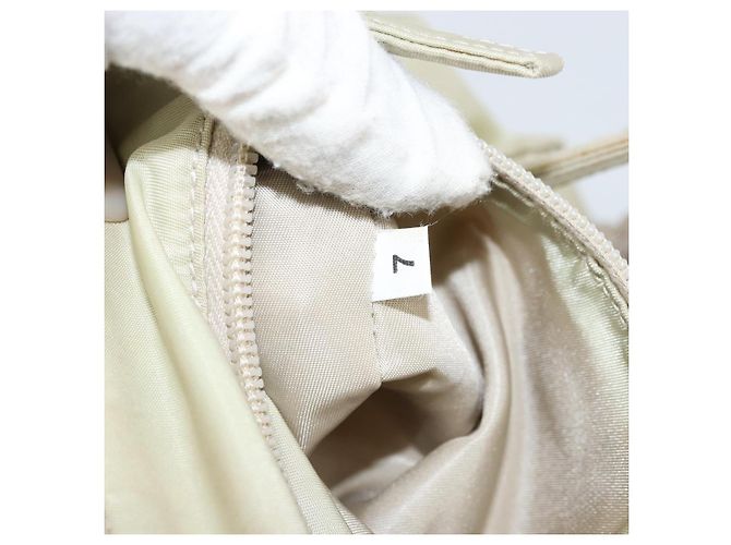 PRADA Borsa a mano in nylon beige argento Auth 151486 - vista 11