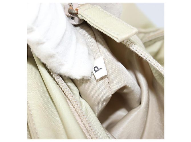 PRADA Borsa a mano in nylon beige argento Auth 151486 - vista 12