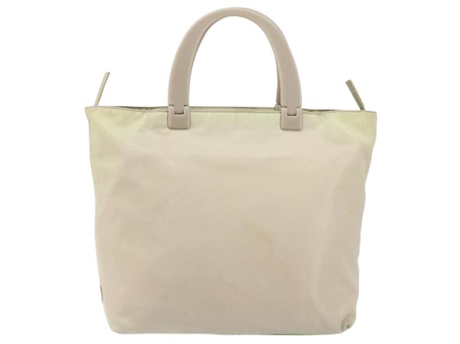 PRADA Borsa a mano in nylon beige argento Auth 151486 - vista 13