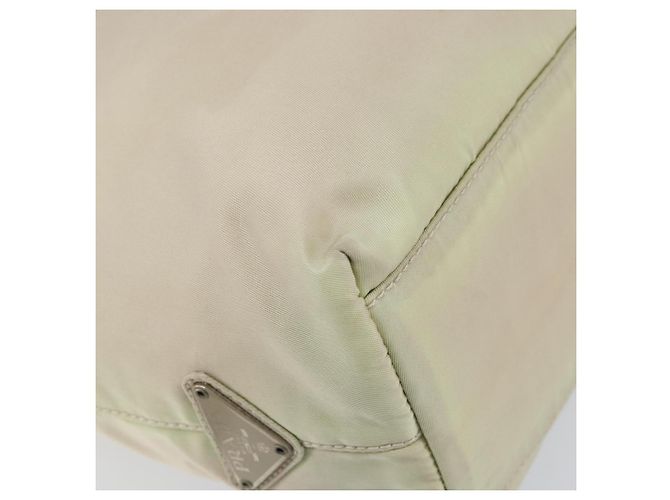 PRADA Borsa a mano in nylon beige argento Auth 151486 - vista 14