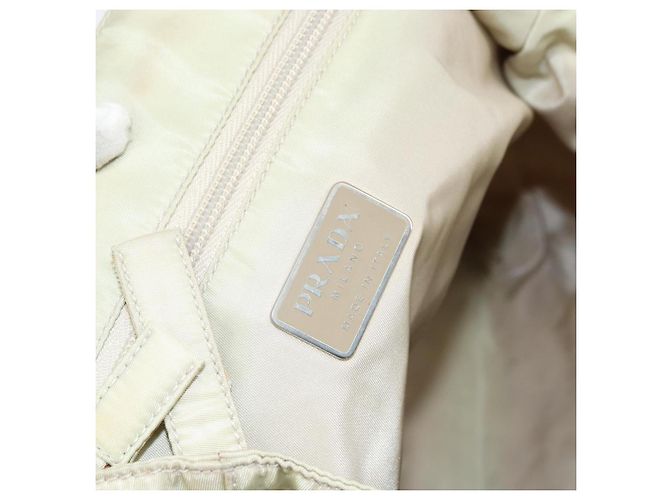 PRADA Borsa a mano in nylon beige argento Auth 151486 - vista 18