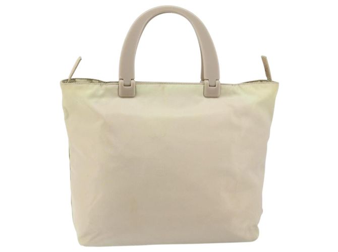 PRADA Borsa a mano in nylon beige argento Auth 151486 - vista 2