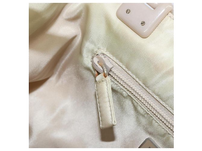 PRADA Borsa a mano in nylon beige argento Auth 151486 - vista 21