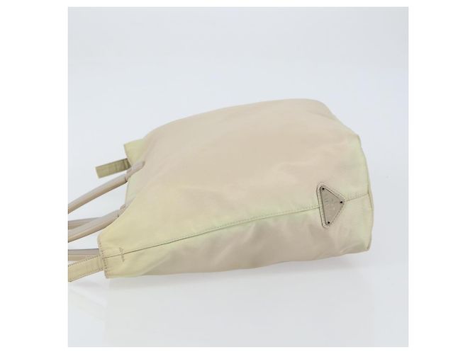 PRADA Borsa a mano in nylon beige argento Auth 151486 - vista 4