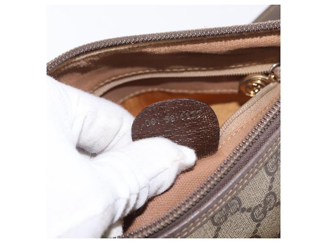 GUCCI GG Supreme Web Sherry Line Tasche aus PVC in Beige und Gold 001 58 6177 Auth bs31426 Golden - Ansicht 12