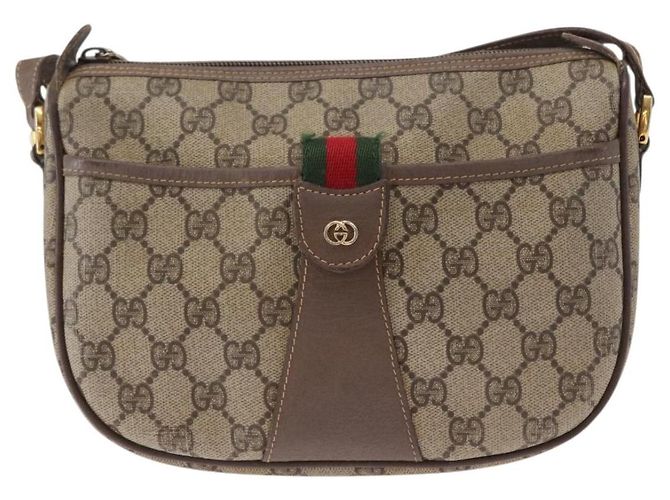 GUCCI GG Supreme Web Sherry Line Tasche aus PVC in Beige und Gold 001 58 6177 Auth bs31426 Golden - Ansicht 13