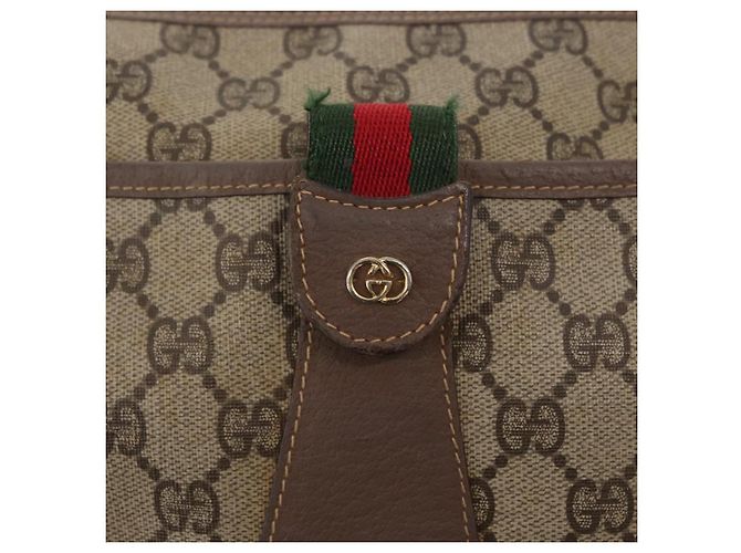 GUCCI GG Supreme Web Sherry Line Tasche aus PVC in Beige und Gold 001 58 6177 Auth bs31426 Golden - Ansicht 19