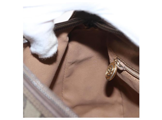 GUCCI GG Supreme Web Sherry Line Tasche aus PVC in Beige und Gold 001 58 6177 Auth bs31426 Golden - Ansicht 23