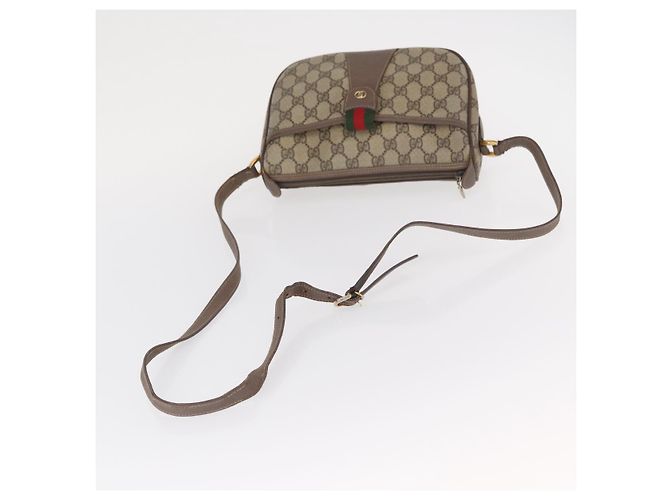 GUCCI GG Supreme Web Sherry Line Tasche aus PVC in Beige und Gold 001 58 6177 Auth bs31426 Golden - Ansicht 7