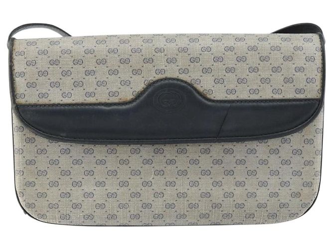 Gucci Bolso de Hombro Micro GG Supreme PVC Navy Gold 004 106 0024 Auth th6521 Dorado Azul marino - vista 13
