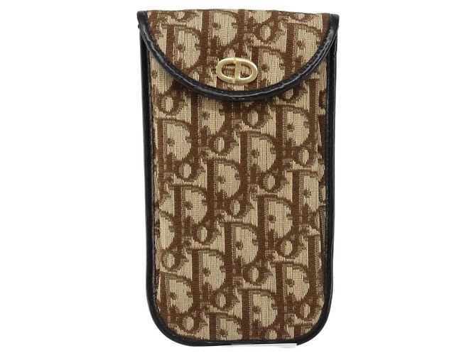 Pochette in tela Trotter Christian Dior Beige Oro Auth 156062 D'oro - vista 13