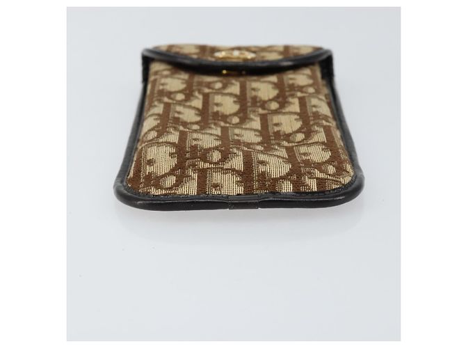 Pochette in tela Trotter Christian Dior Beige Oro Auth 156062 D'oro - vista 3