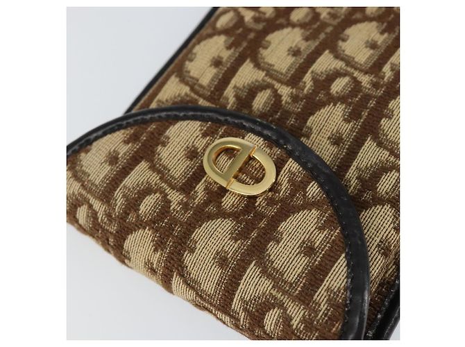 Pochette in tela Trotter Christian Dior Beige Oro Auth 156062 D'oro - vista 8