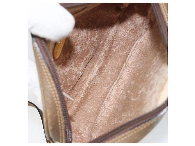 Borsa a Spalla GUCCI GG Plus Supreme PVC Beige Oro Auth ka485 D'oro - vista 12