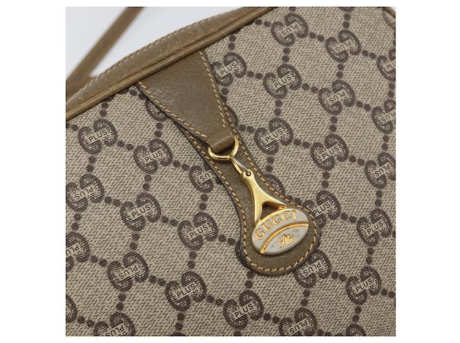 Borsa a Spalla GUCCI GG Plus Supreme PVC Beige Oro Auth ka485 D'oro - vista 17
