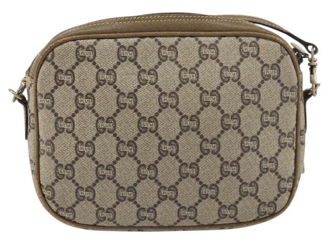Borsa a Spalla GUCCI GG Plus Supreme PVC Beige Oro Auth ka485 D'oro - vista 2