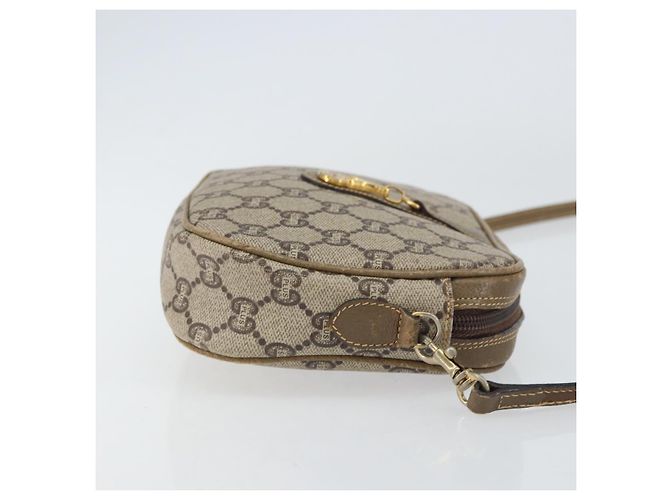 Borsa a Spalla GUCCI GG Plus Supreme PVC Beige Oro Auth ka485 D'oro - vista 3