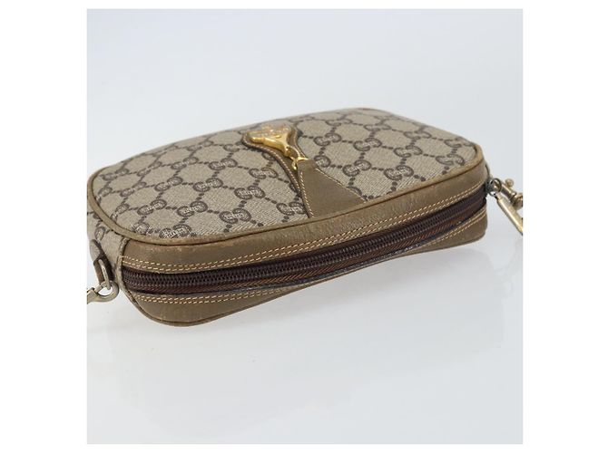 Borsa a Spalla GUCCI GG Plus Supreme PVC Beige Oro Auth ka485 D'oro - vista 6