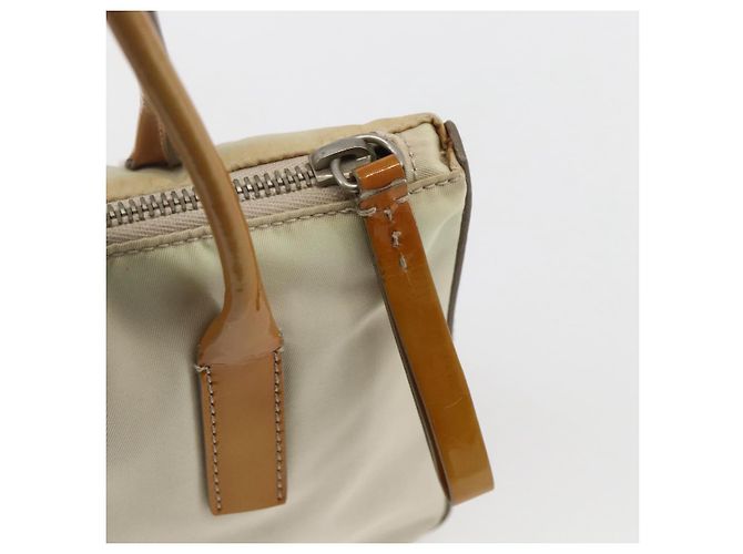 PRADA Borsa a mano in nylon beige argento autentica 151542 - vista 10