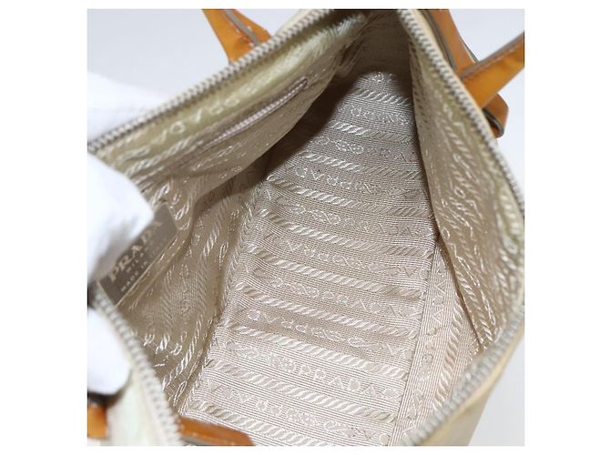 PRADA Borsa a mano in nylon beige argento autentica 151542 - vista 11