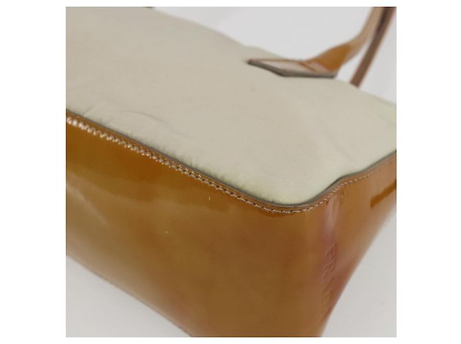 PRADA Borsa a mano in nylon beige argento autentica 151542 - vista 15