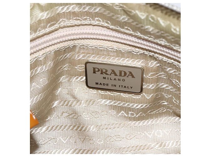 PRADA Borsa a mano in nylon beige argento autentica 151542 - vista 17