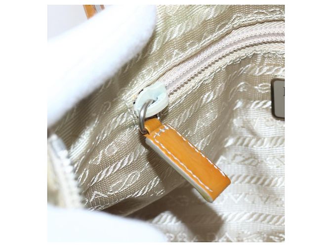 PRADA Borsa a mano in nylon beige argento autentica 151542 - vista 18