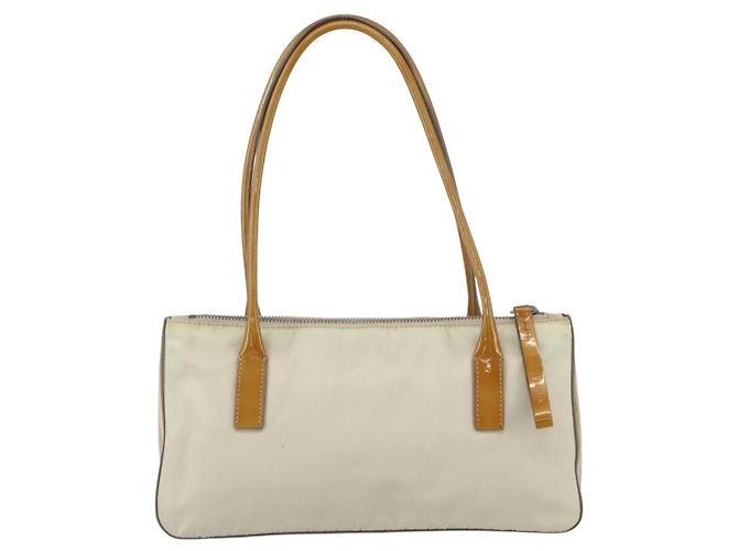 PRADA Borsa a mano in nylon beige argento autentica 151542 - vista 2