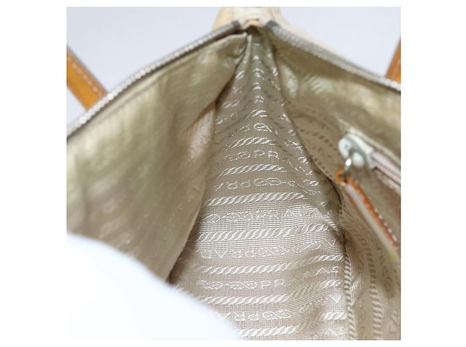 PRADA Borsa a mano in nylon beige argento autentica 151542 - vista 20