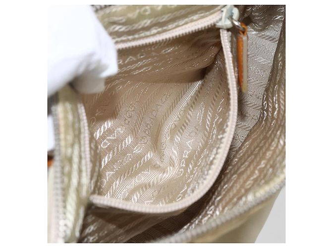PRADA Borsa a mano in nylon beige argento autentica 151542 - vista 21