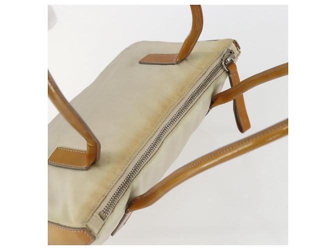 PRADA Borsa a mano in nylon beige argento autentica 151542 - vista 6