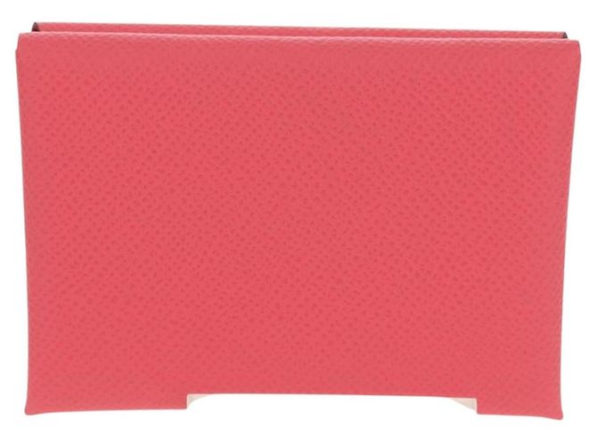 Hermès Monedero Calvi Duo HERMES Cuero Rosa Plata Auth BA8242M - vista 13