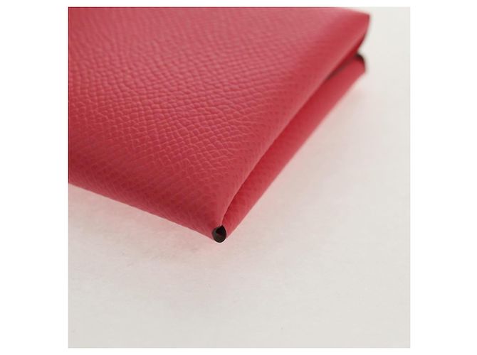 Hermès Monedero Calvi Duo HERMES Cuero Rosa Plata Auth BA8242M - vista 14