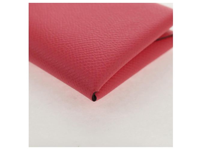 Hermès Monedero Calvi Duo HERMES Cuero Rosa Plata Auth BA8242M - vista 16