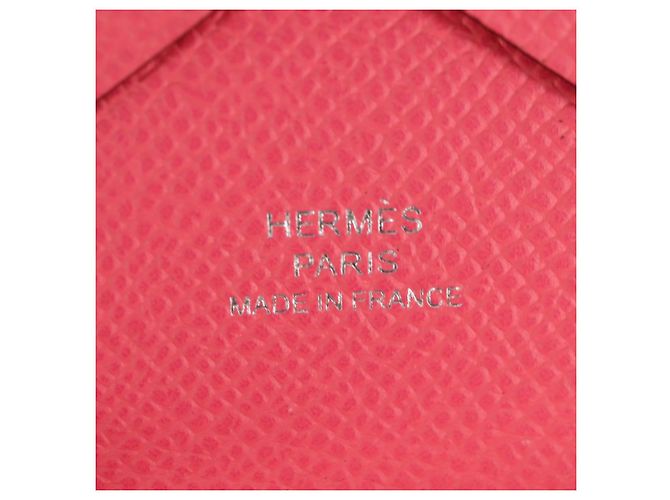 Hermès Monedero Calvi Duo HERMES Cuero Rosa Plata Auth BA8242M - vista 18