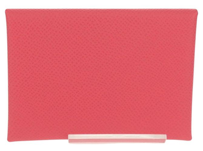 Hermès Monedero Calvi Duo HERMES Cuero Rosa Plata Auth BA8242M - vista 2