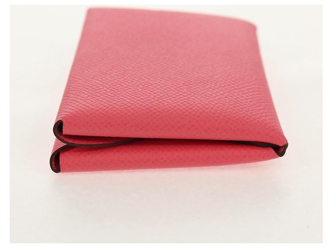 Hermès Monedero Calvi Duo HERMES Cuero Rosa Plata Auth BA8242M - vista 3