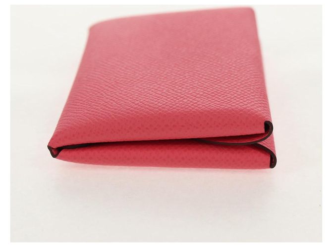 Hermès Monedero Calvi Duo HERMES Cuero Rosa Plata Auth BA8242M - vista 4