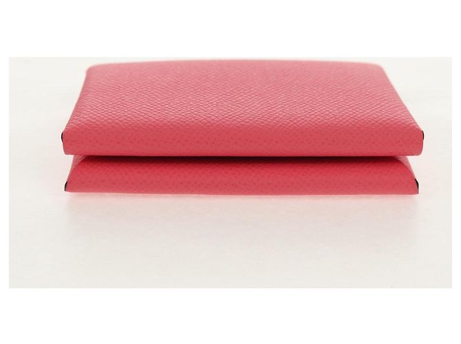 Hermès Monedero Calvi Duo HERMES Cuero Rosa Plata Auth BA8242M - vista 5