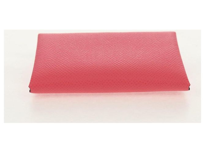 Hermès Monedero Calvi Duo HERMES Cuero Rosa Plata Auth BA8242M - vista 6