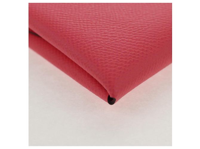 Hermès Monedero Calvi Duo HERMES Cuero Rosa Plata Auth BA8242M - vista 7